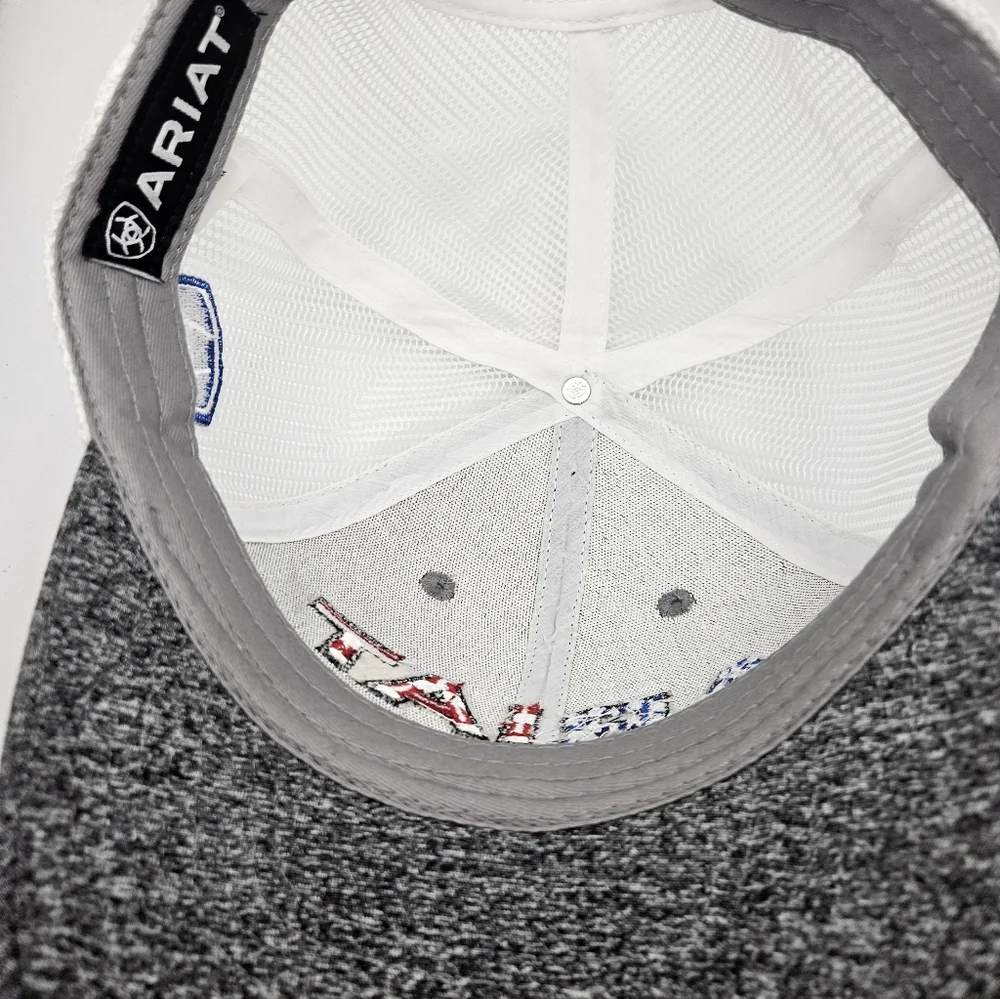 Ariat Trucker Hat Gray Mesh Snapback USA Flag Logo OSFM - Picture 5 of 5